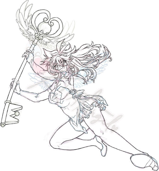 Memory Save - Digital Sketch & Inks Full body, sketchy styled line art.