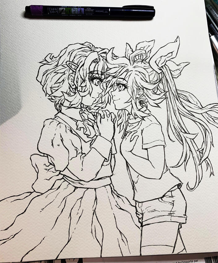 Spring Melody - Line Art Traditional inking on paper.