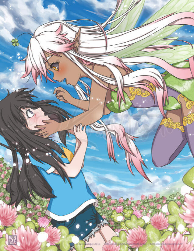 Clovers - Digital Illustration Basic shading & full, detailed sky background.