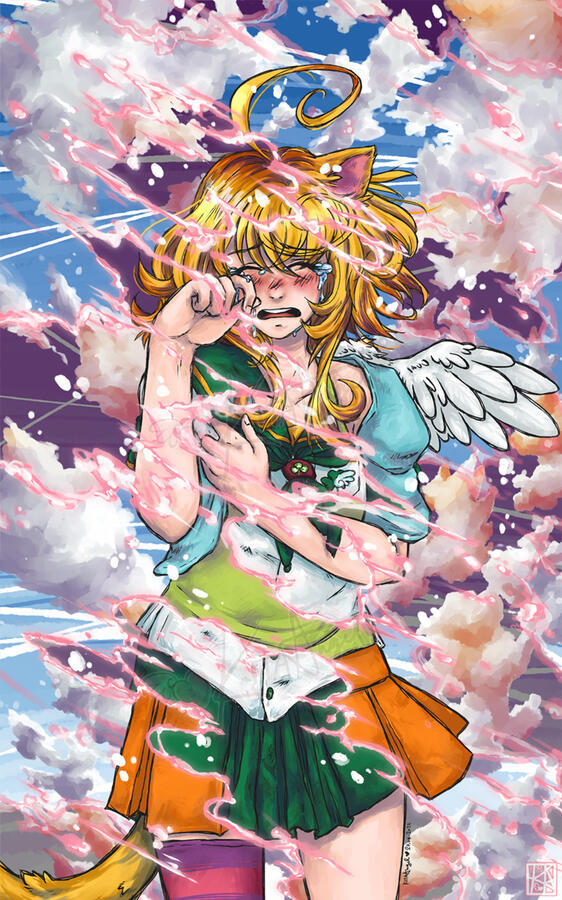 Fractured - Digital Illustration Sketchy style inking & detailed background.