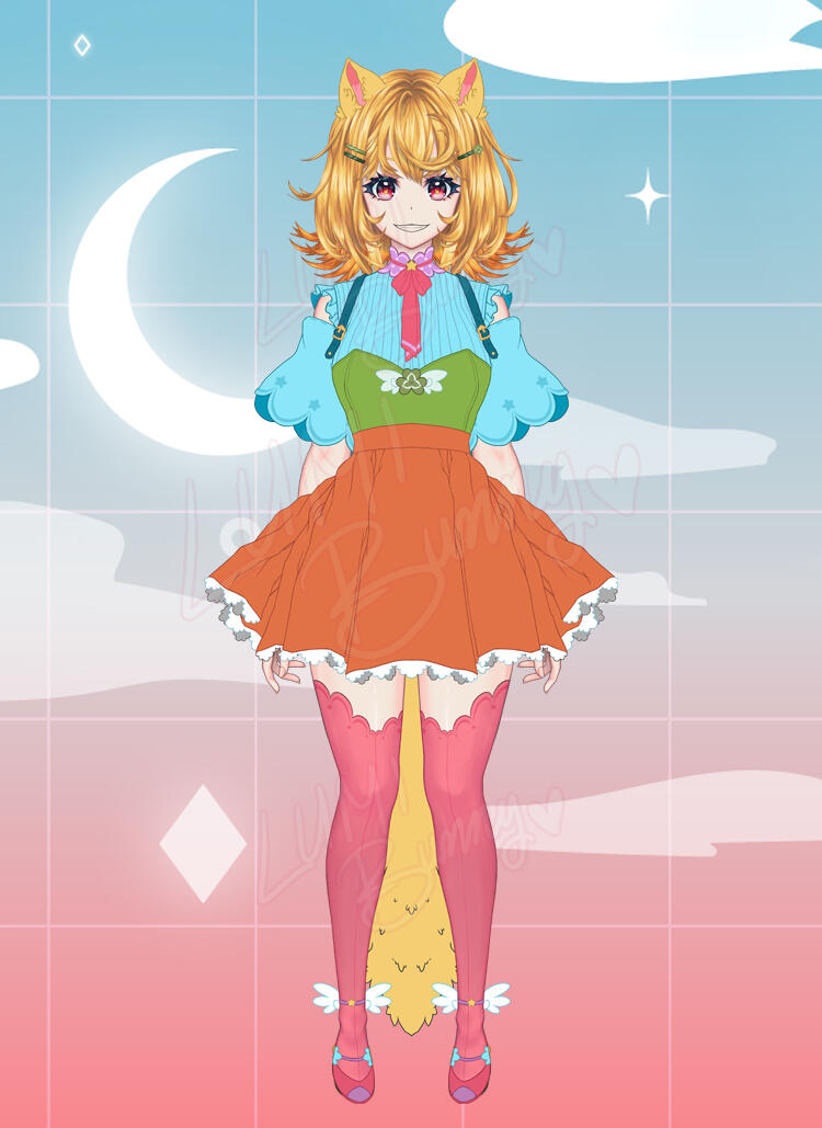 VTuber Character & Outfit Design Illustration & design of alt outfit, split for Live2D rigging.