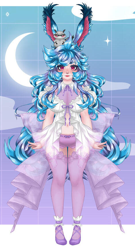 Lumi Bunny Live2D Rig 1.5 - Vtuber illustration Split & ready for Live2D rigging.